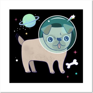 Astronaut Bulldog Space Funny Dog Posters and Art